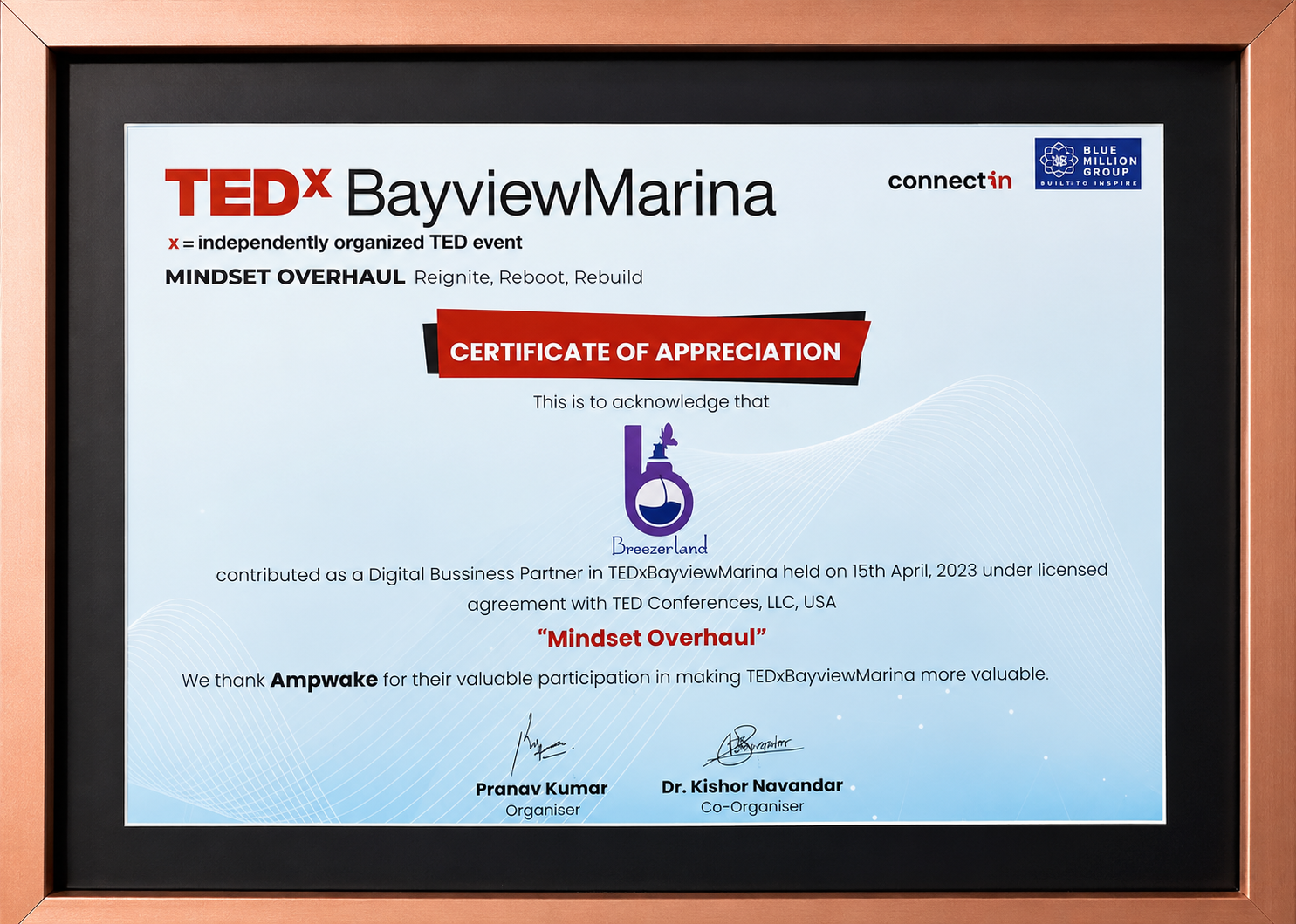 TEDx Appreciation Certificate – Breezerland